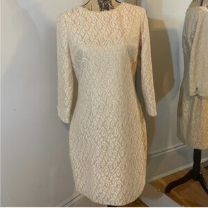 Badgley Mischka Cream Long Sleeve Dress used good condition